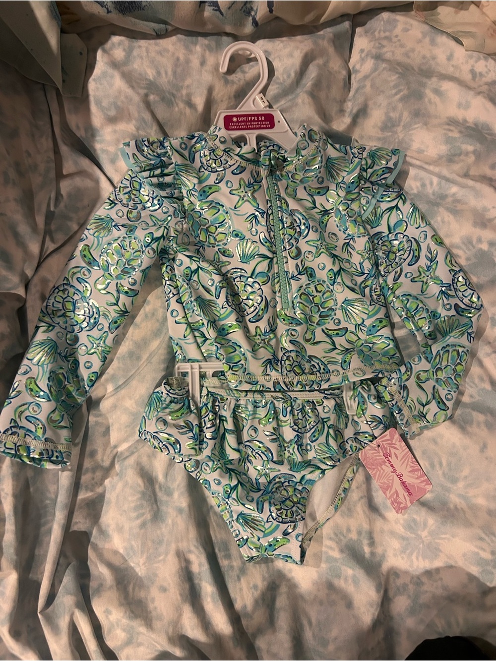 NWT Tommy Bahama sea turtle Seashell long sleeve Swim suit bathing suit